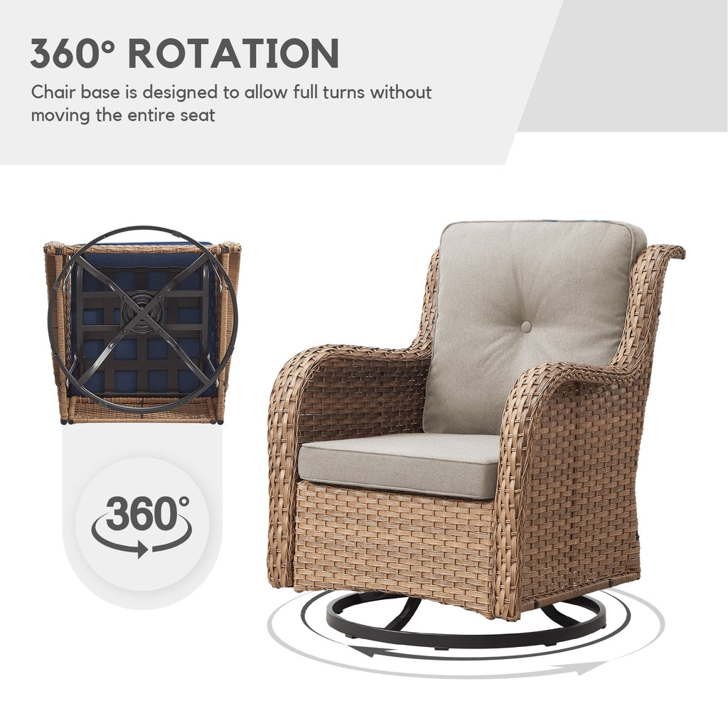 Fauteuils de jardin à bascule en osier Gymojoy avec base pivotante (lot de 2)