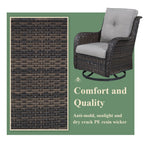 Fauteuils de jardin à bascule en osier Gymojoy avec base pivotante (lot de 2)