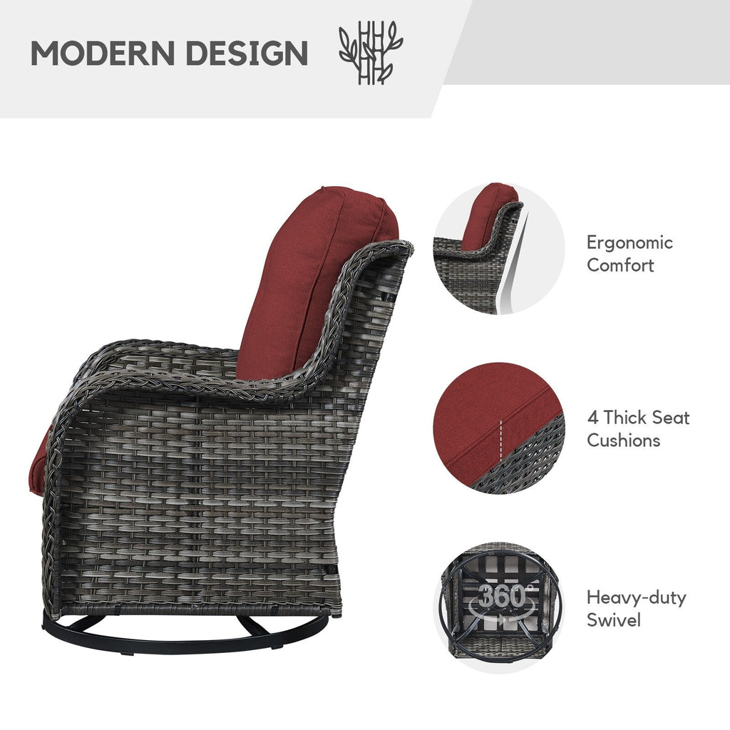 Fauteuils de jardin à bascule en osier Gymojoy avec base pivotante (lot de 2)