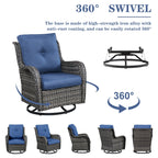 Fauteuils de jardin à bascule en osier Gymojoy avec base pivotante (lot de 2)