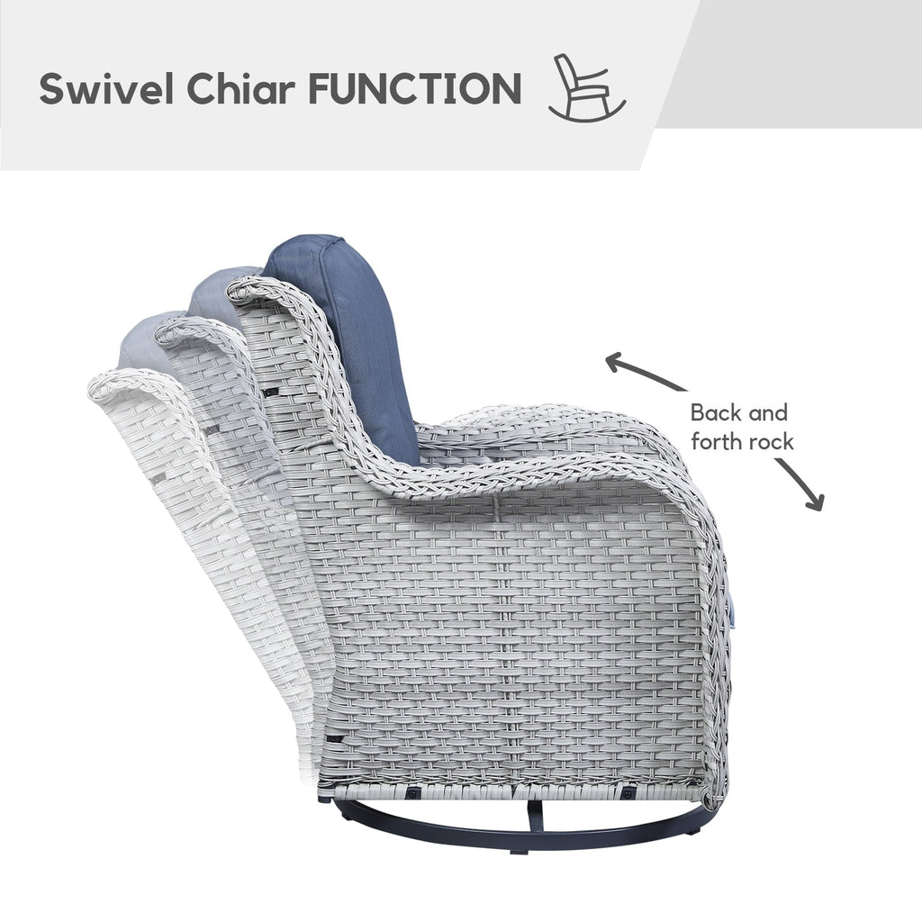 Fauteuils de jardin à bascule en osier Gymojoy avec base pivotante (lot de 2)