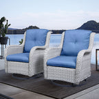 Fauteuils de jardin à bascule en osier Gymojoy avec base pivotante (lot de 2)