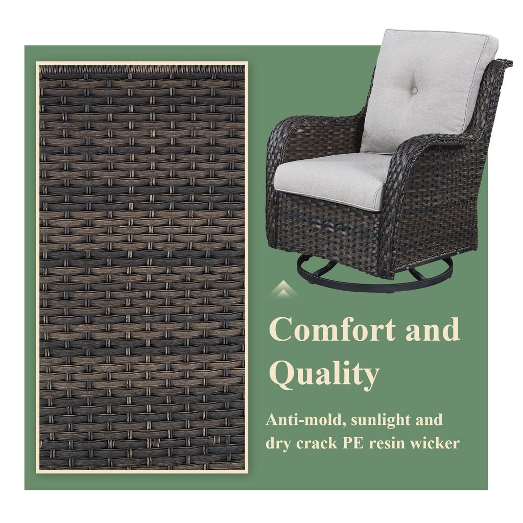 Fauteuils de jardin à bascule en osier Gymojoy avec base pivotante (lot de 2)