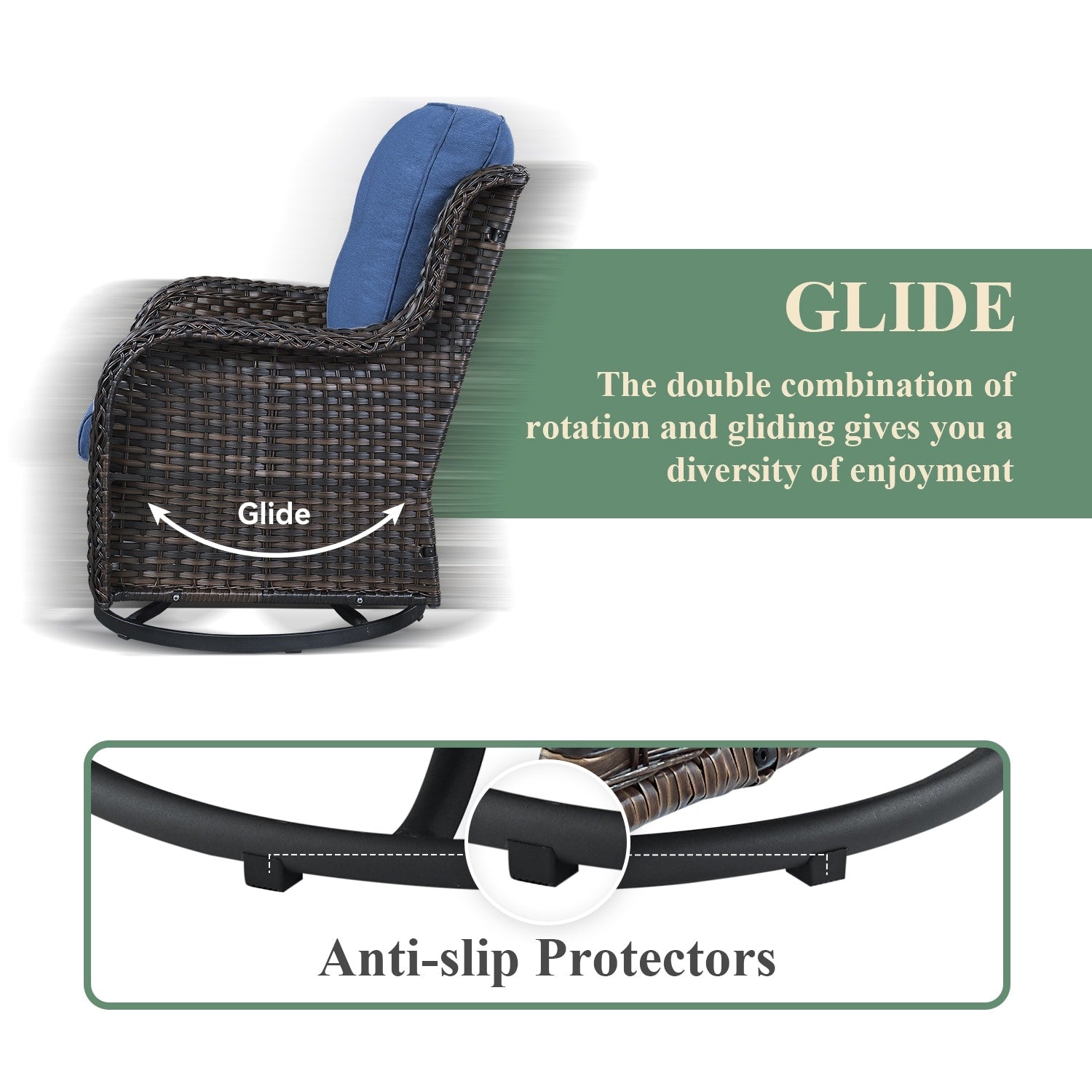 Fauteuils de jardin à bascule en osier Gymojoy avec base pivotante (lot de 2)