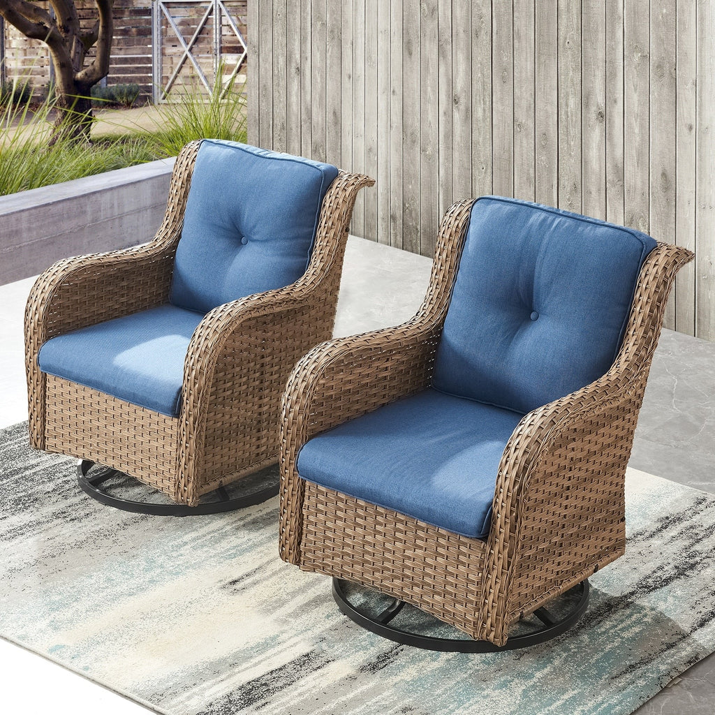 Fauteuils de jardin à bascule en osier Gymojoy avec base pivotante (lot de 2)