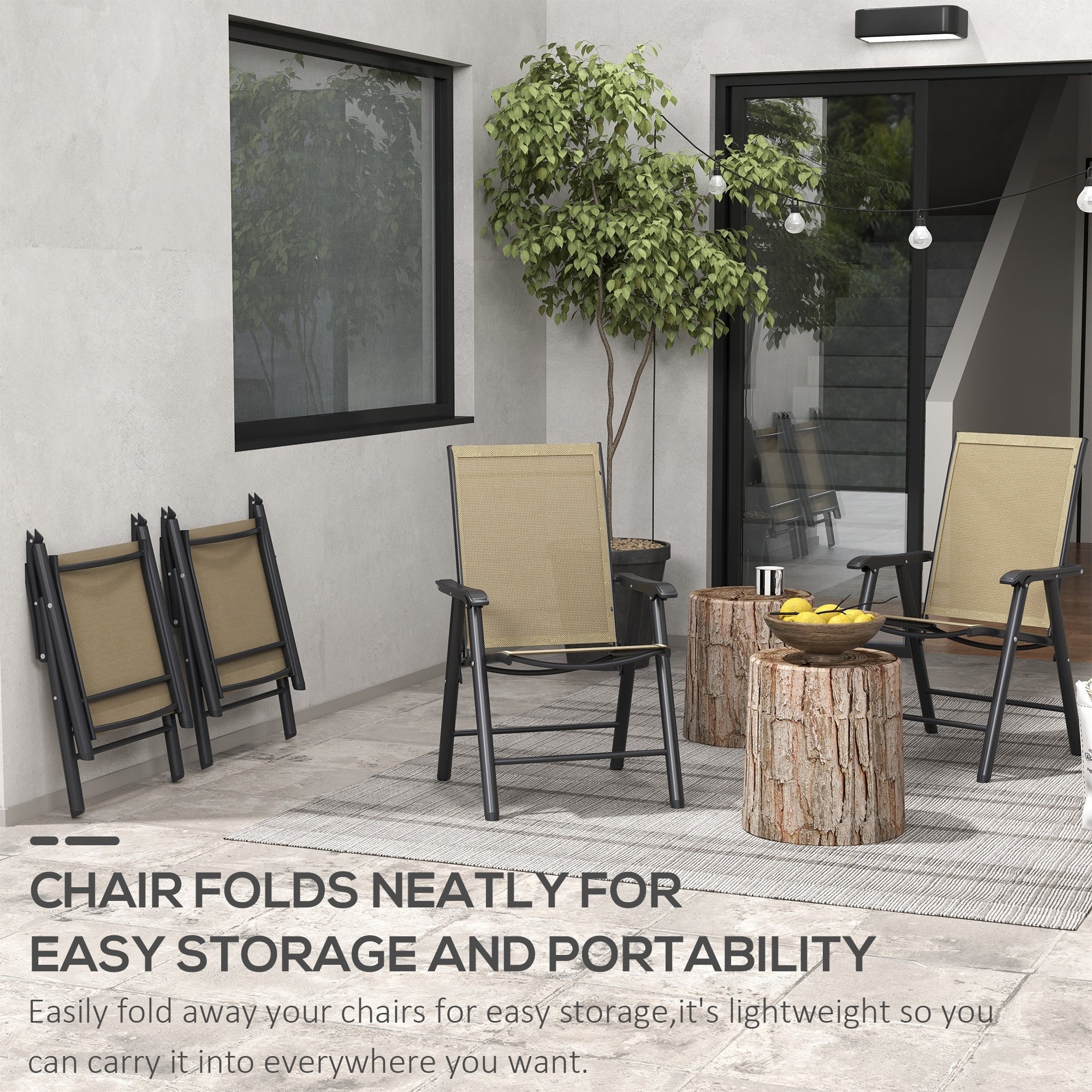Outsunny 4-piece Folding Patio Chair Set with a Simple & Chic Design, Comfortable for the Deck, Garden, Yard & Travel