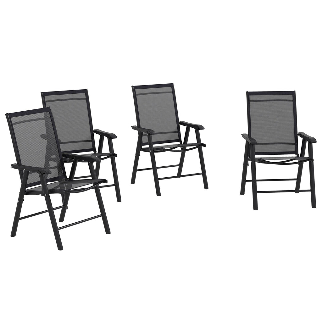 Outsunny 4-piece Folding Patio Chair Set with a Simple & Chic Design, Comfortable for the Deck, Garden, Yard & Travel
