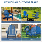 Outsunny Folding Adirondack Chair, HDPE Outdoor All Weather Plastic Lounge Beach Chairs for Patio Deck and Lawn Furniture