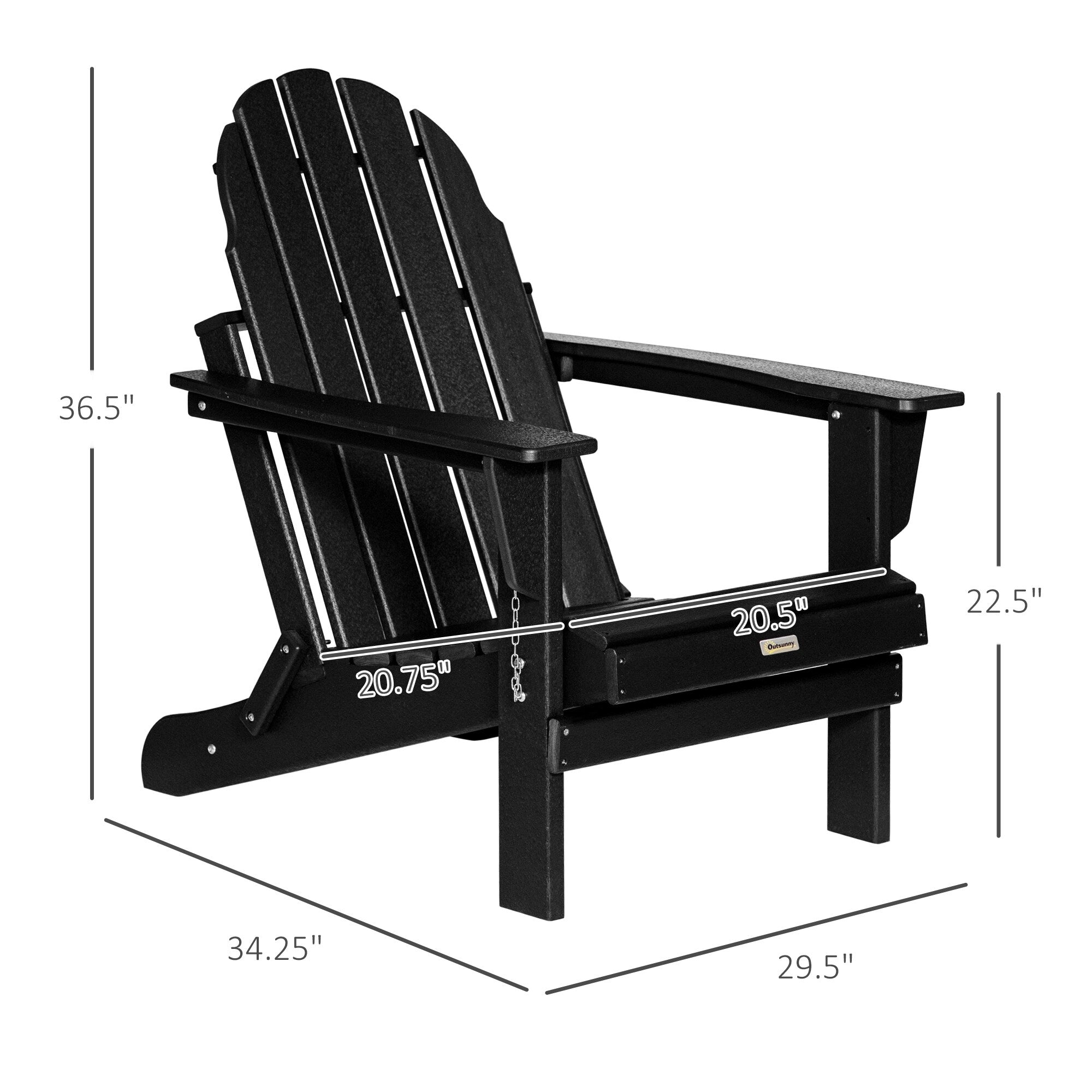 Outsunny Folding Adirondack Chair, HDPE Outdoor All Weather Plastic Lounge Beach Chairs for Patio Deck and Lawn Furniture