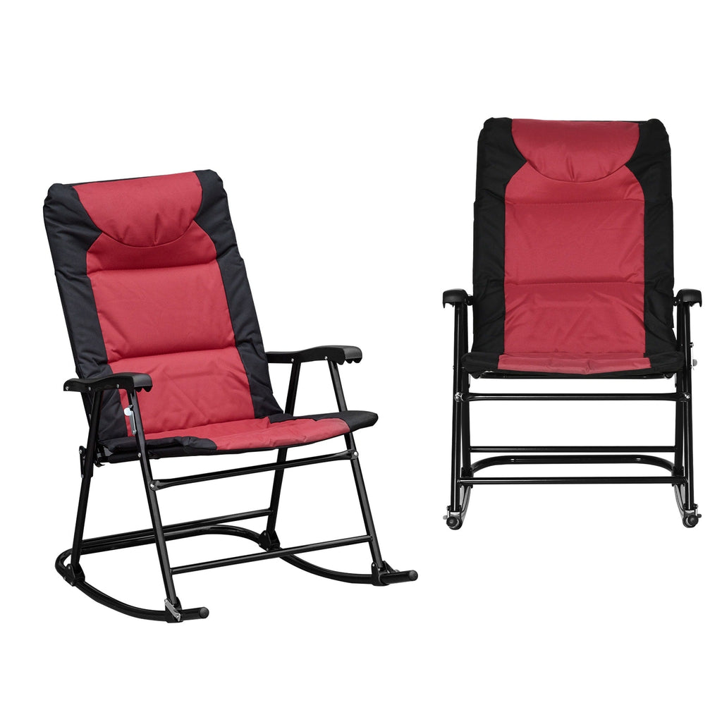 Outsunny Folding Rocking Chair Set with Padded Seat and Back, Pillow