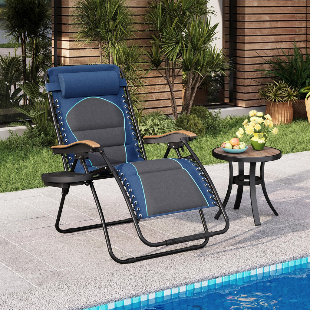 Oversize XL Padded Zero Gravity Lounge Chair Wider Armrest Adjustable Recliner with Cup Holder - N/A