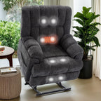 Oversized Chenille Power Lift Recliner Chair with Massage and Lumbar Heating, Infinite Position Reclining