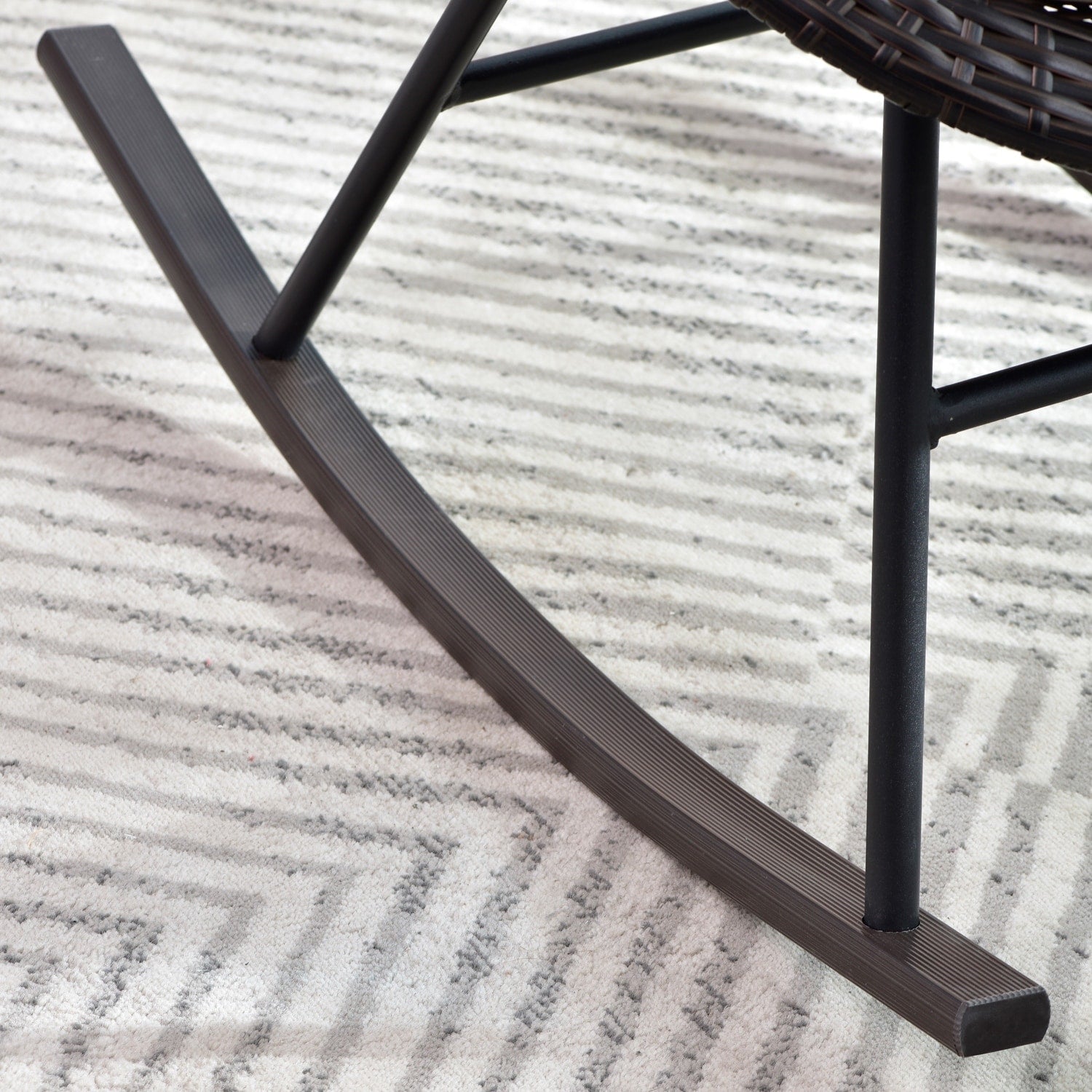 OVIOS 3-piece Patio Rocking Chair Bistro Set with Glass Coffee Table