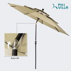 MAISON ARTS 6-Piece Patio Dining Set with 10ft 3 Tier Auto-tilt Umbrella: 4 Metal Outdoor Chairs 1 Metal Square Dining Table