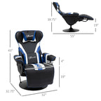 PVC Armless Gaming Recliner Chair with Footrest, Cup Holders, and Diamond Stitching