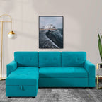 Reversible Sectional Sofa with Pull-Out Sleeper Bed, Hidden Storage Chaise, Durable Legs,