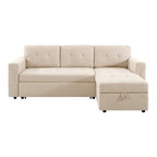 Reversible Sectional Sofa with Pull-Out Sleeper Bed, Hidden Storage Chaise, Durable Legs,