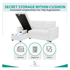 Reversible Sectional Sofa with Pull-Out Sleeper Bed, Hidden Storage Chaise, Durable Legs,