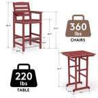 Plastic Tall adirondack Chair Set Of 3-Piece Patio Conversation Set