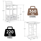 Plastic Tall adirondack Chair Set Of 3-Piece Patio Conversation Set