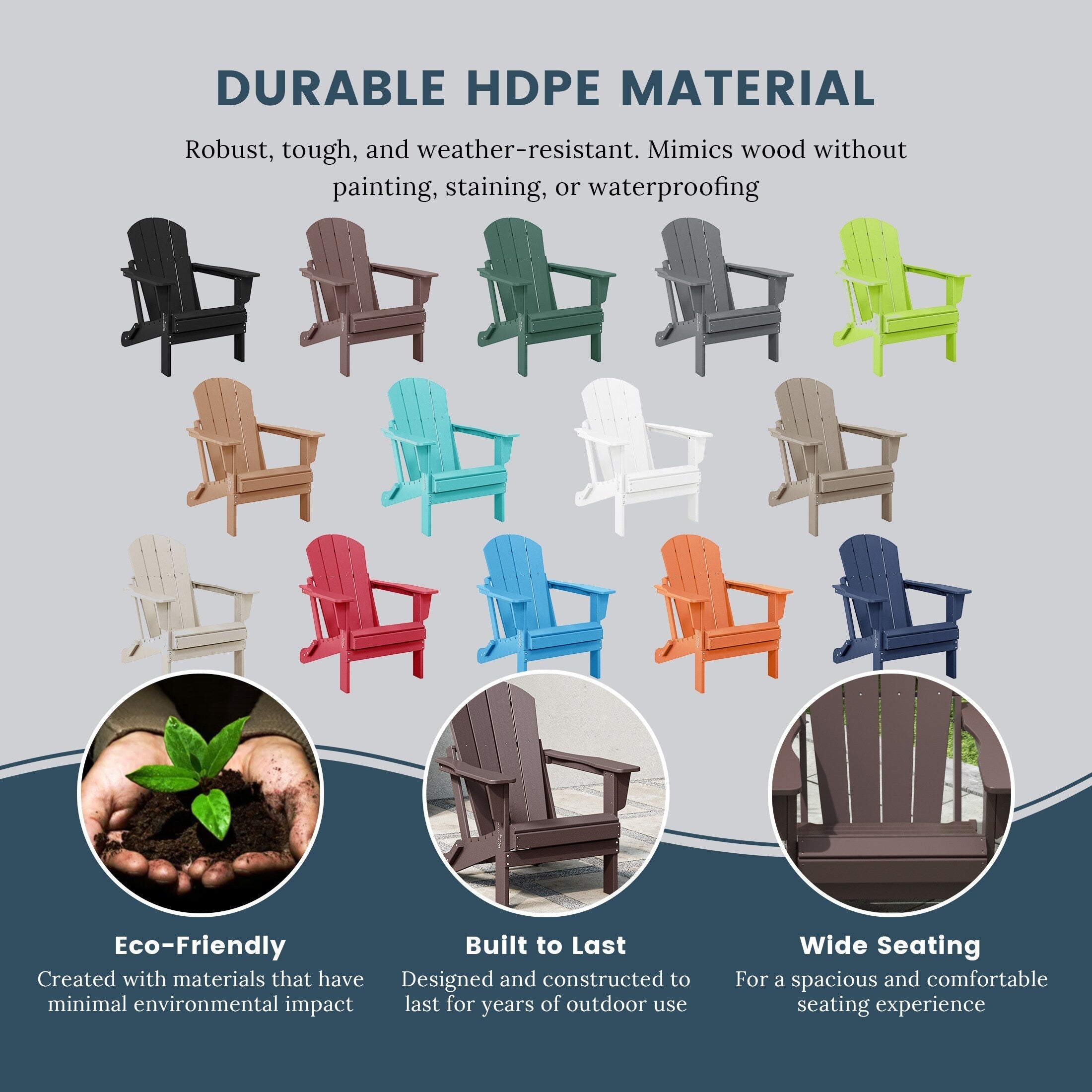 Polytrends Laguna Weather Resistant Outdoor Patio Folding Adirondack Chairs (Set of 2)