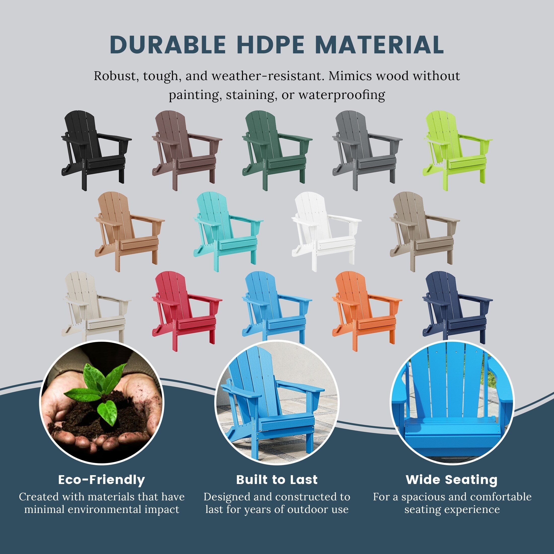 Polytrends Laguna Weather Resistant Outdoor Patio Folding Adirondack Chairs (Set of 2)