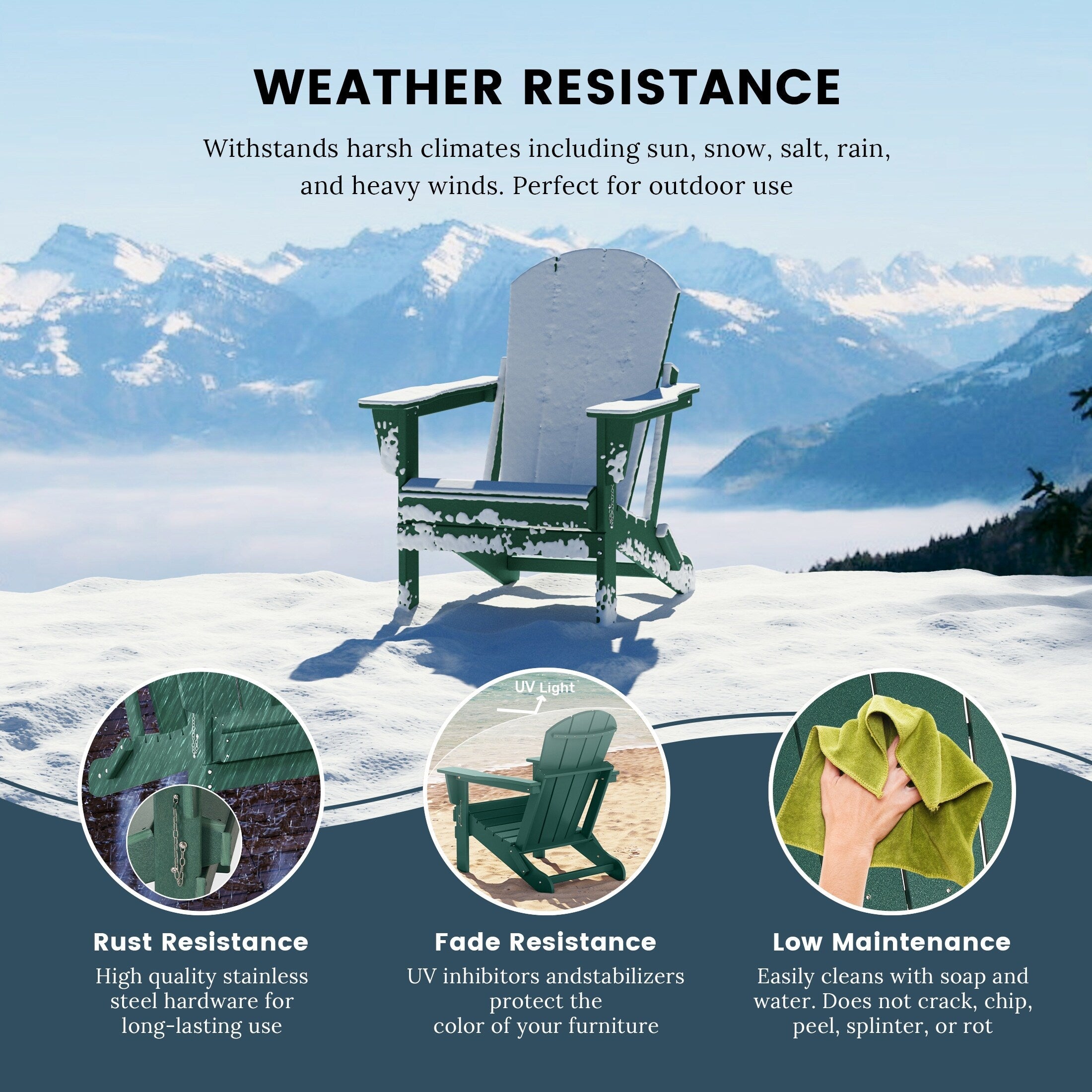 Polytrends Laguna Weather Resistant Outdoor Patio Folding Adirondack Chairs (Set of 4)