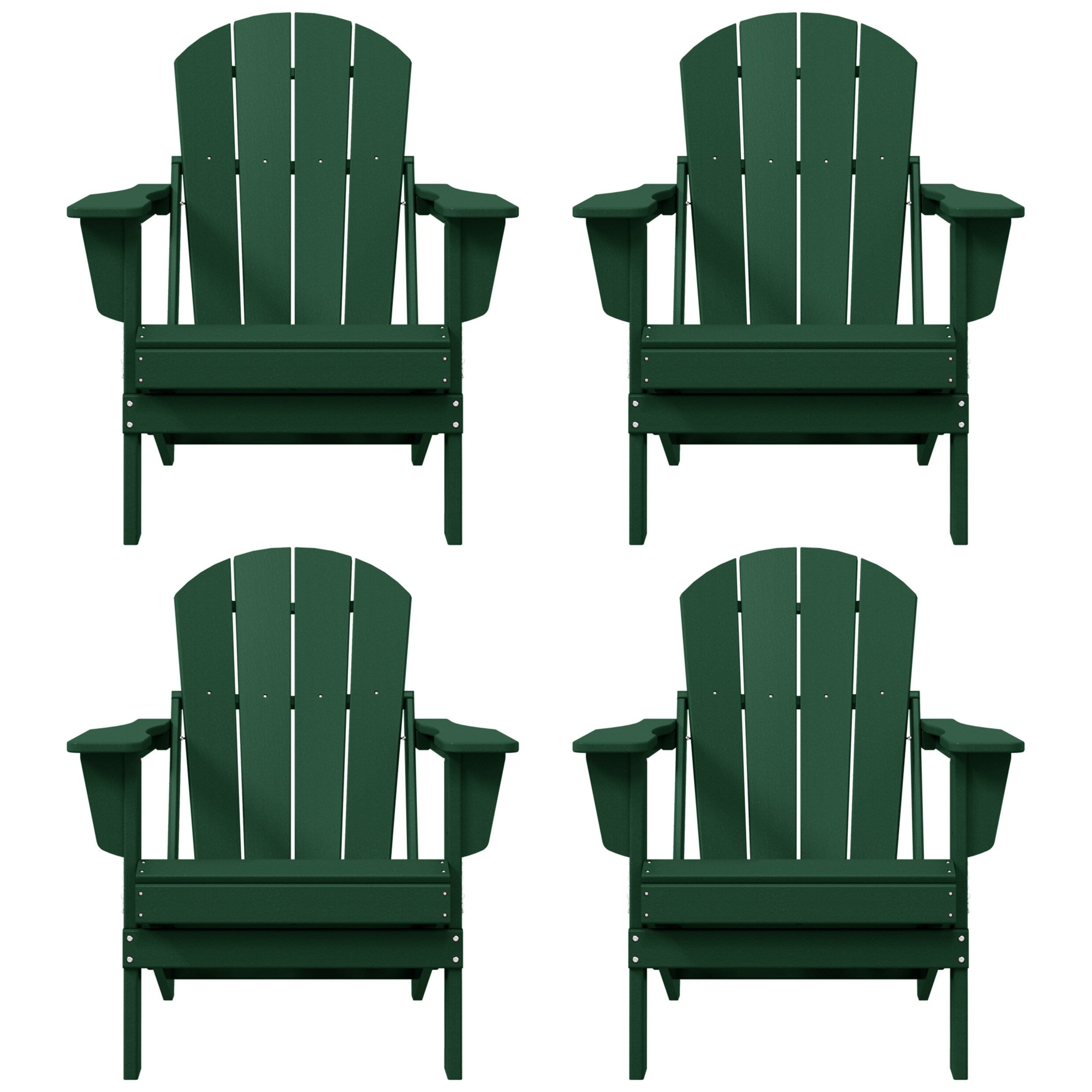 Polytrends Laguna Weather Resistant Outdoor Patio Folding Adirondack Chairs (Set of 4)