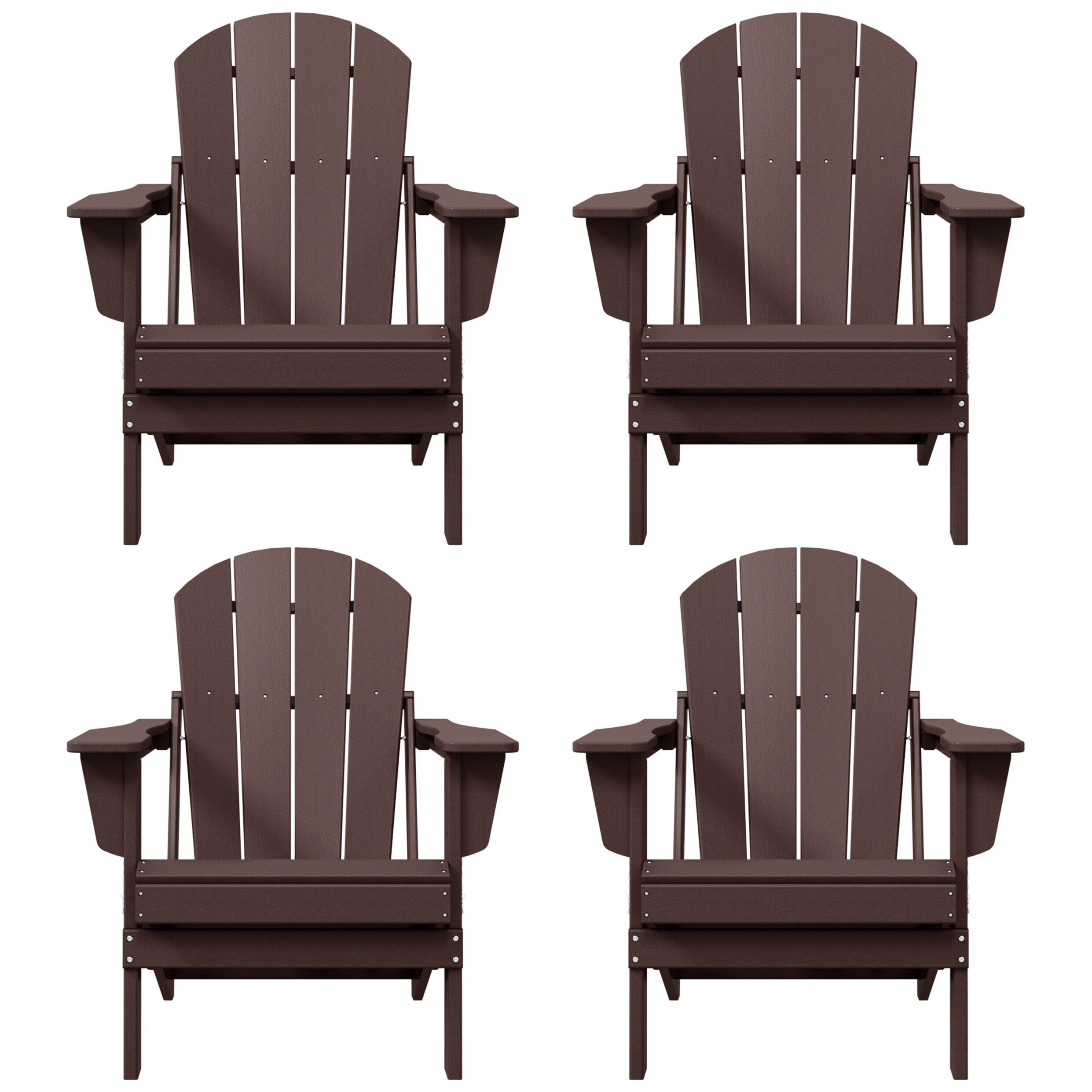 Polytrends Laguna Weather Resistant Outdoor Patio Folding Adirondack Chairs (Set of 4)