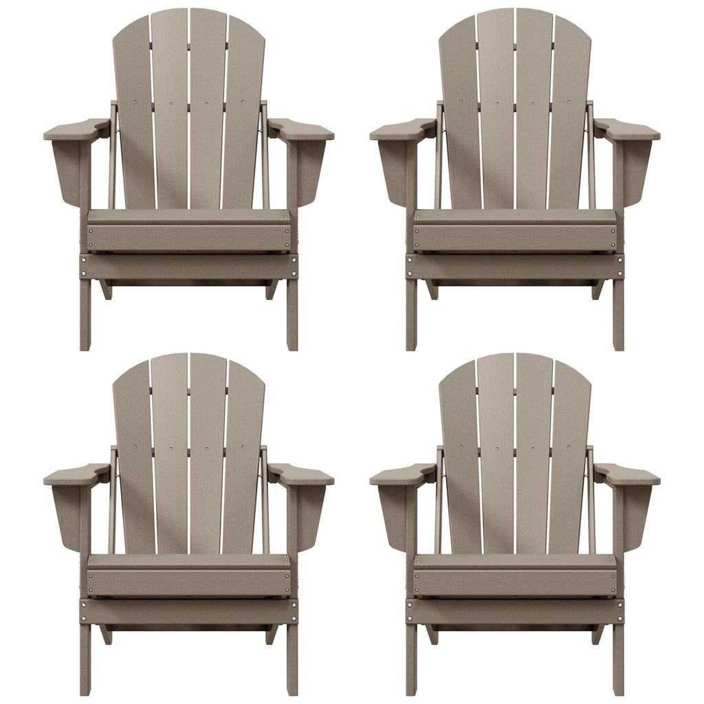 Polytrends Laguna Weather Resistant Outdoor Patio Folding Adirondack Chairs (Set of 4)