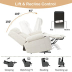 Power Lift Recliner Chair for Elderly, Fabric Lift Chairs w/ Extended Footrest, with 2 Cup Holders,Side Pockets, Remote Control