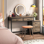 Reversible Computer Desk with 5 Drawers, Home Office Desk with File Cabinet Drawer Printer Stand