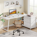 Reversible L Shaped Desk With File Drawers, Corner Computer Desk