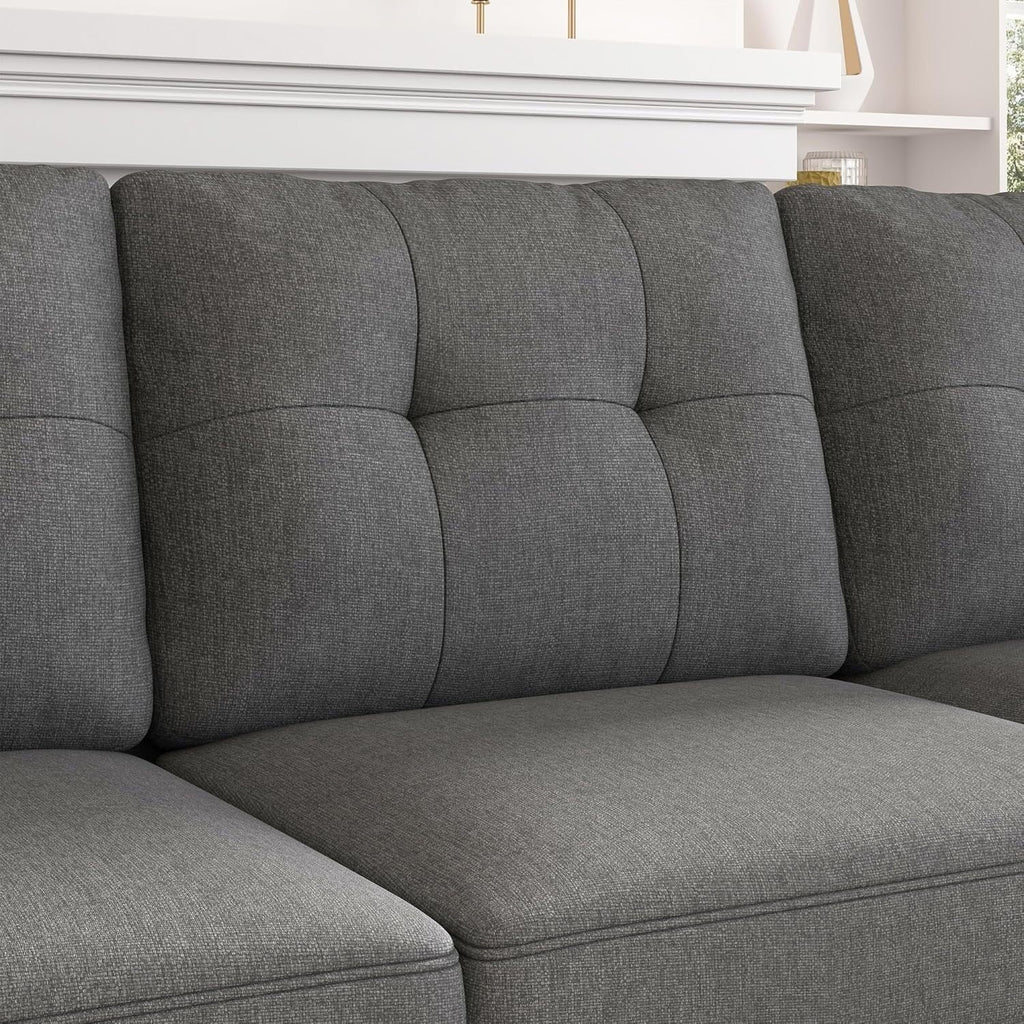 Reversible Sectional Sofa L-Shape Sofa Convertible Couch 4-Seater Sofas Sectional for Apartment Dark Grey