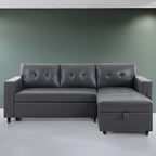 Reversible Sectional Sofa with Pull-Out Sleeper Bed, Hidden Storage Chaise, Durable Legs,