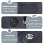 Roomfitters Convertible Loveseat Sofa Bed with USB Ports, Side Pockets, Cup Holders, and Swivel Phone Holder for Living Room