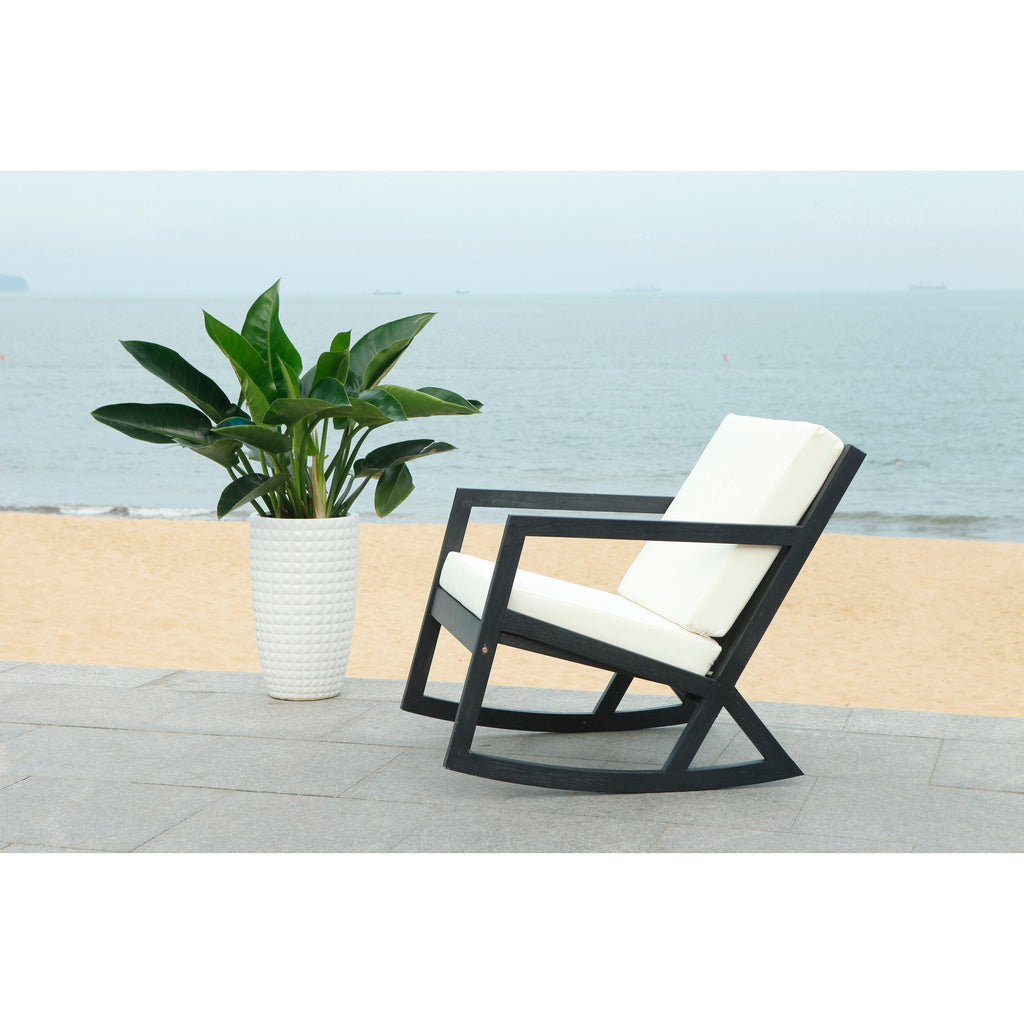 SAFAVIEH Outdoor Makaila Rocking Chair with Cushion - 26W x 31D x 38H