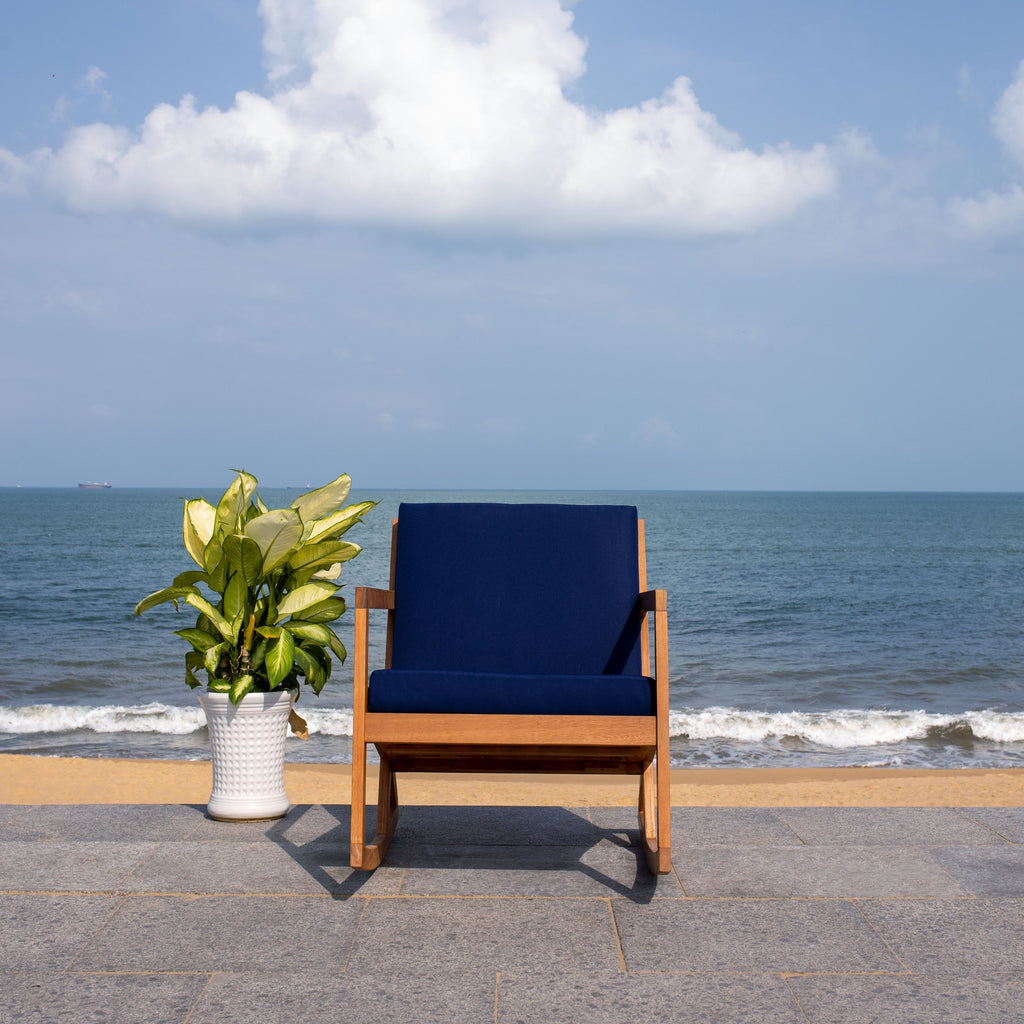 SAFAVIEH Outdoor Makaila Rocking Chair with Cushion - 26W x 31D x 38H