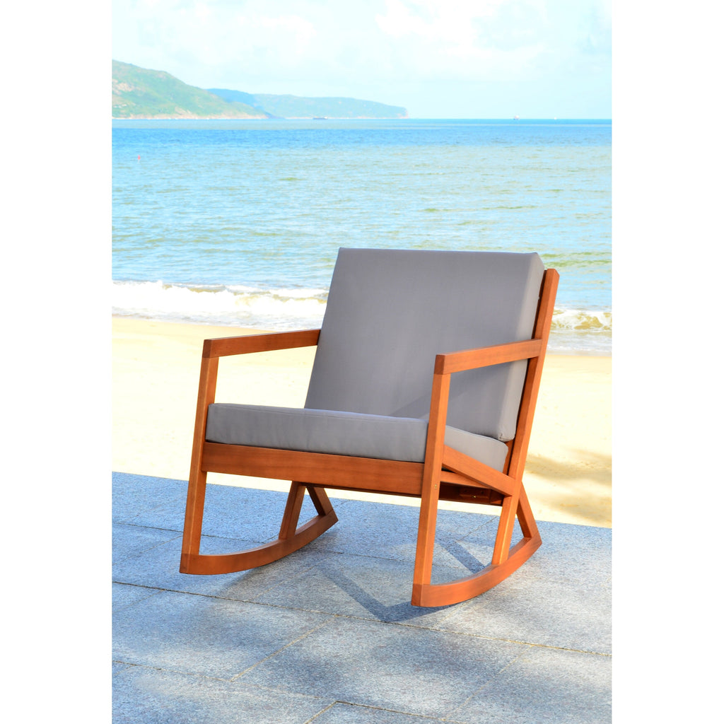 SAFAVIEH Outdoor Makaila Rocking Chair with Cushion - 26W x 31D x 38H
