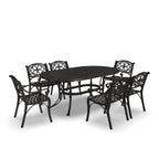 Sanibel Bronze Aluminum 7- Piece Outdoor Dining Set with 72 Oval Dining Table and Six Armchairs by Homestyles