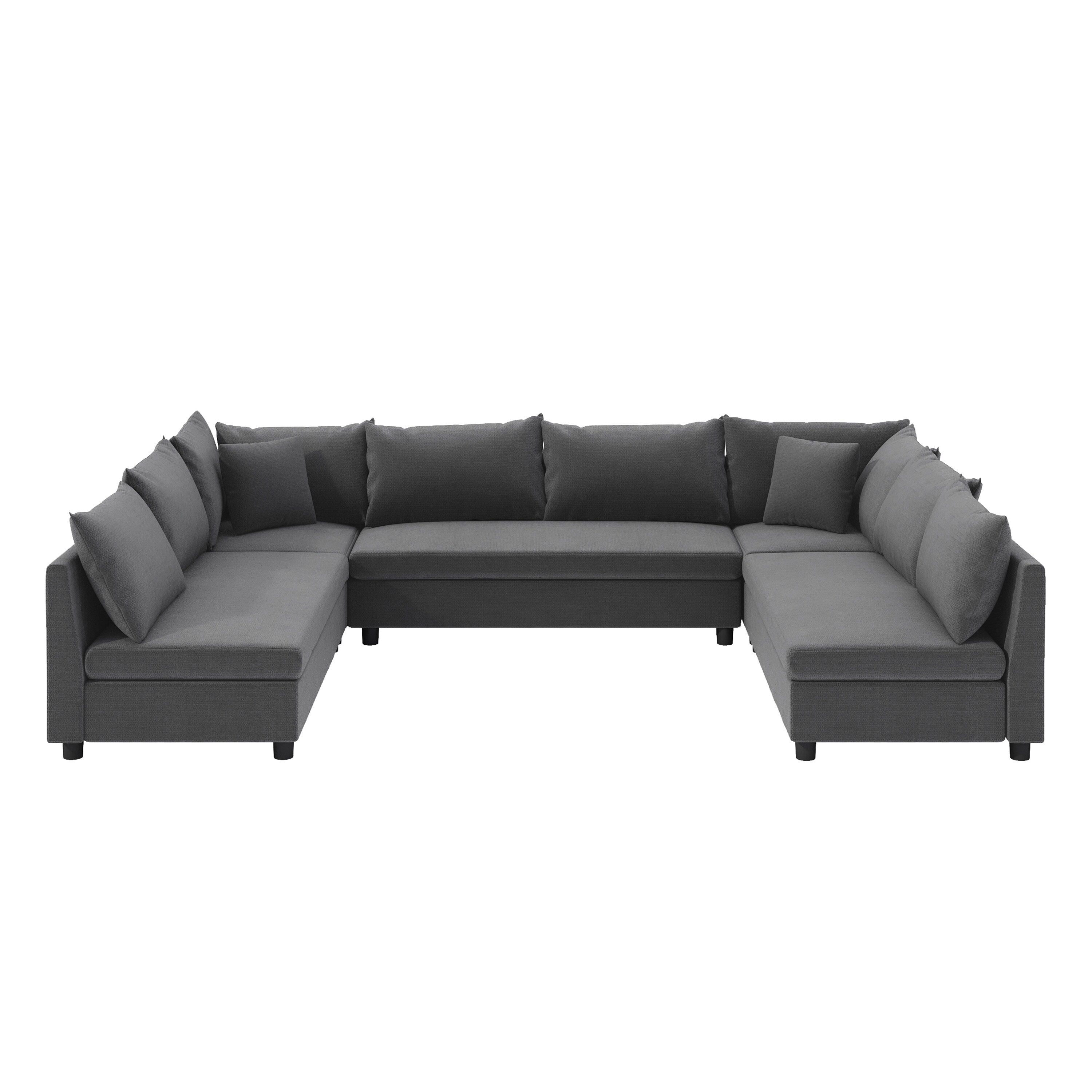 Sectional Sofa,Reversible U Shaped Chenille Couch Set,Free Combination,Oversized 8 Seat Convertible Sofa