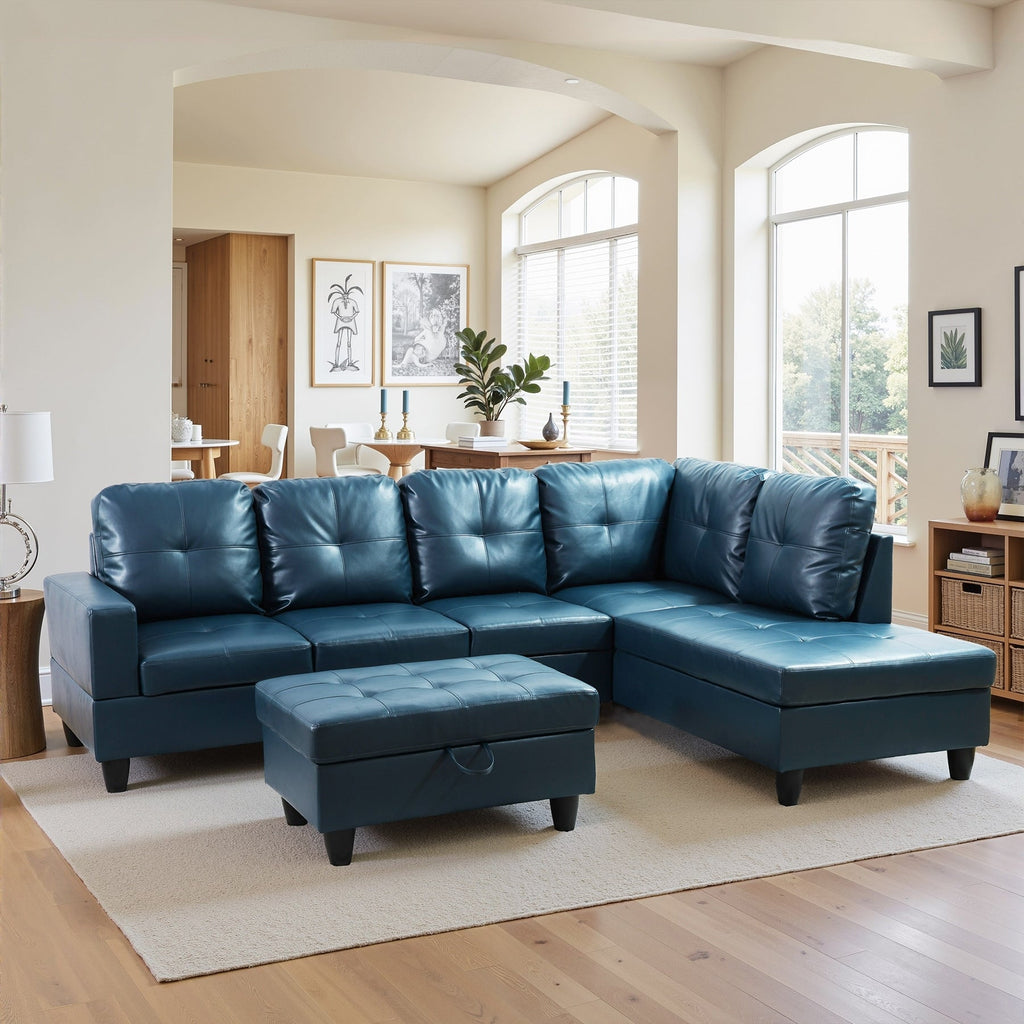 Semi PU Synthetic Leather 3-Piece Couch Living Room Sofa Set