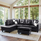 Semi PU Synthetic Leather 3-Piece Couch Living Room Sofa Set