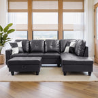 Semi PU Synthetic Leather 3-Piece Couch Living Room Sofa Set