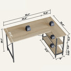 Small L Shaped Desk with Storage Shelves Corner Computer Desk