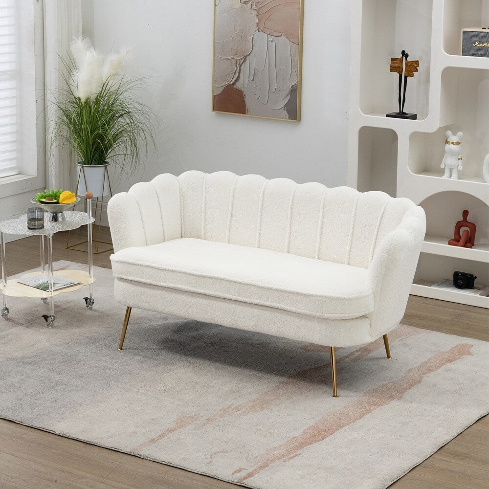 Small Mini Room Couch Two-Seater Sofa with Gold Metal Leg - 2 Seat