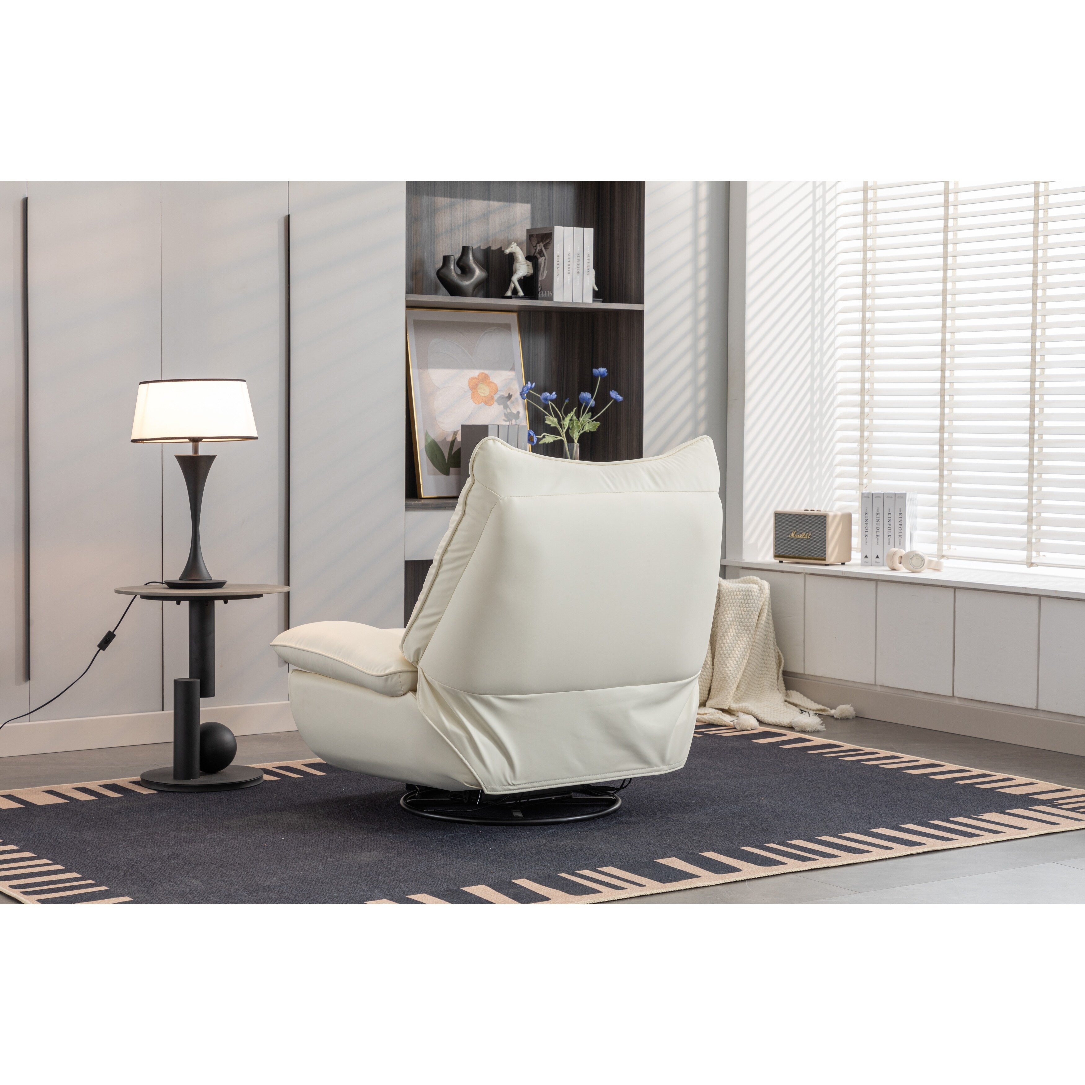 Swivel Glider Power Recliner with Bluetooth Speakers, Phone Holder, USB and Type-C Charging Ports, Hidden Arm Storage