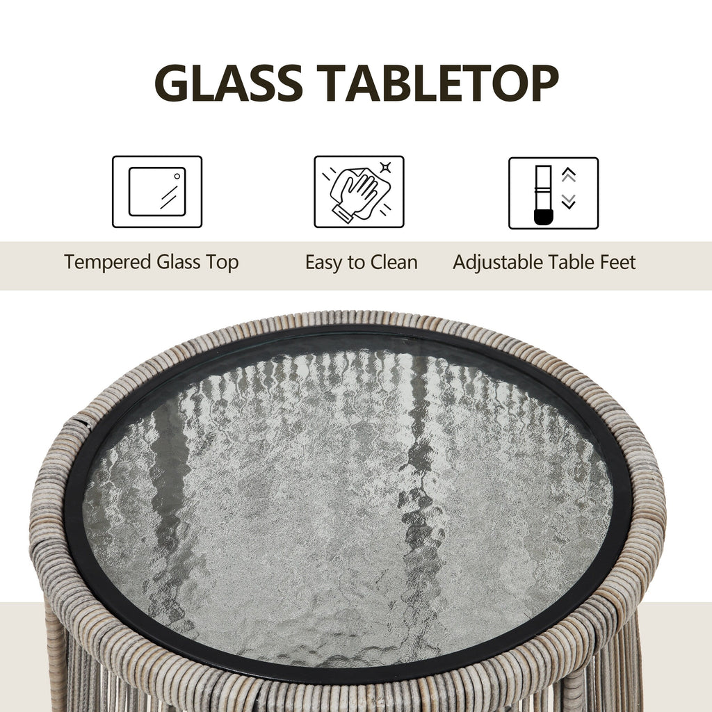 3 Piece Outdoor Wicker Conversation Bistro Set, All-Weather Rattan Furniture Patio Chairs Set with Cushions