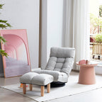 Upholstered Armless Recliner Set with Ottoman and Adjustable Headrest