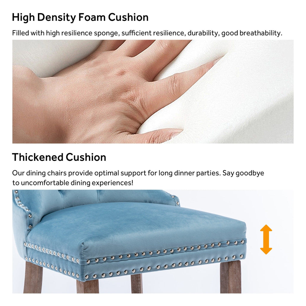 Upholstered Tufted Velvet Dining Chair with Solid Wood Legs Set of 6